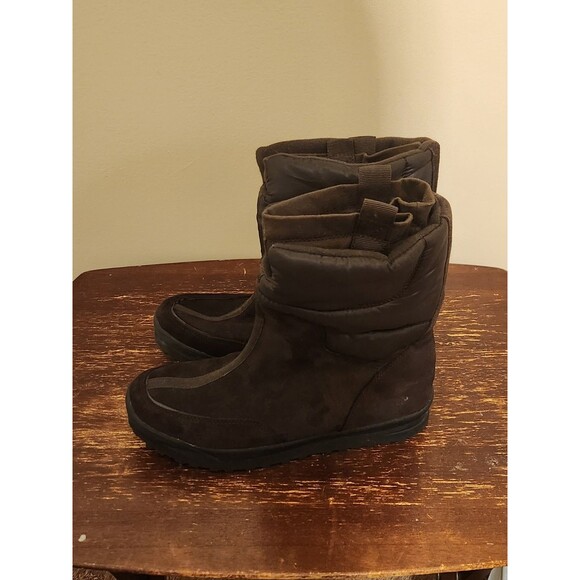 Lands End Womens Brown Suede Lined All Weather 9 B Winter Fall Boots 406465 - Picture 2 of 7